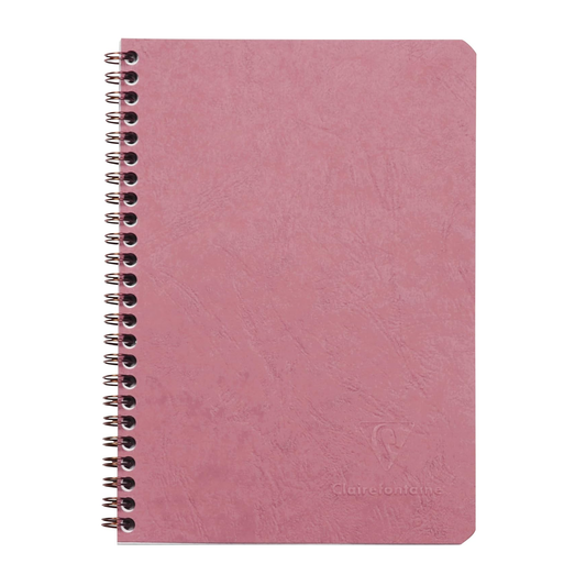 Clairefontaine #785666 Basics Lined with Pockets Wirebound A5 Notebook (6 x 8.25) - Pink