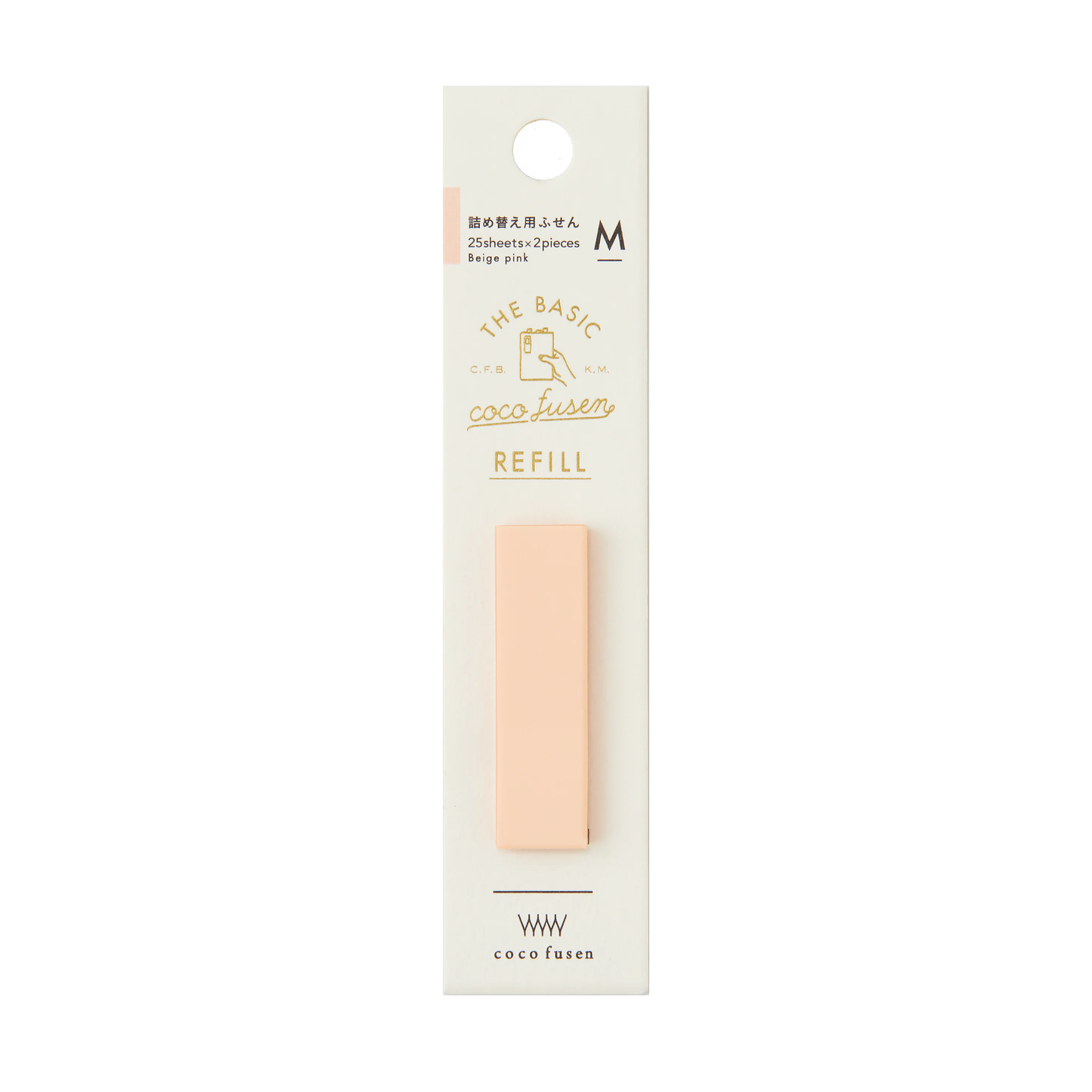 Kanmido Coco Fusen Basic Medium Sticky Note Refills - Beige Pink