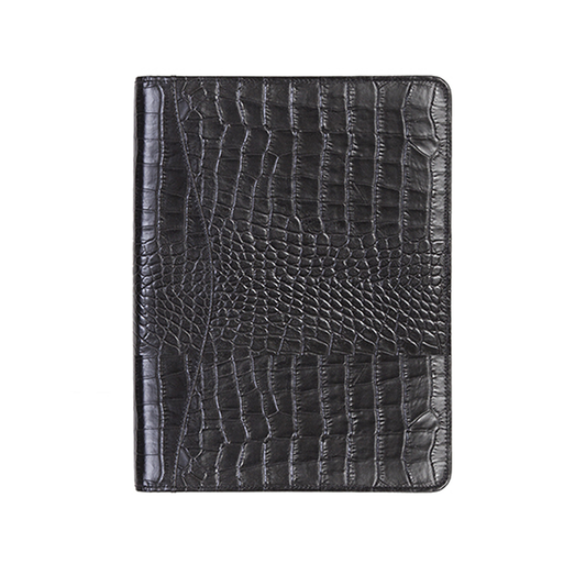 Scully 5012 Leather Pad Holder - Crocodile Black
