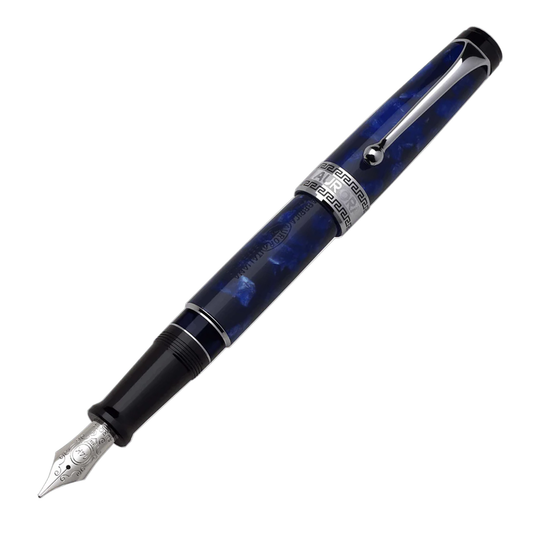 Aurora Optima Auroloide Fountain Pen - Blue - Chrome Trim