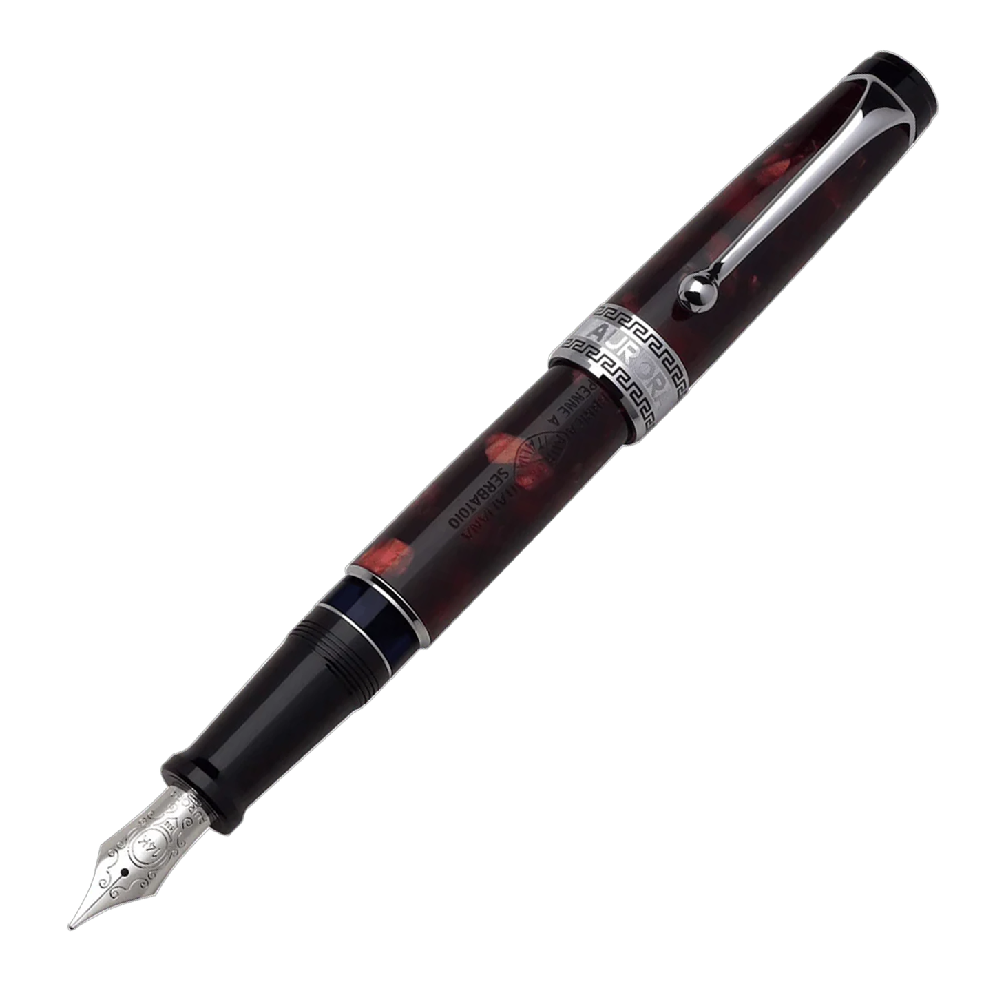 Aurora Optima Auroloide Fountain Pen - Burgundy - Chrome Trim
