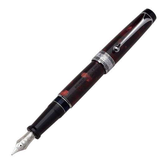 Aurora Optima Auroloide Fountain Pen - Burgundy - Chrome Trim