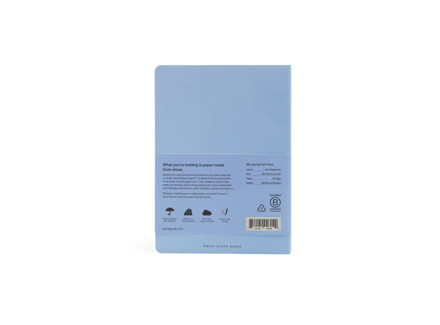 Karst B6 Stone Paper Twin Pack Journal - Cornflower Blue (Lined)