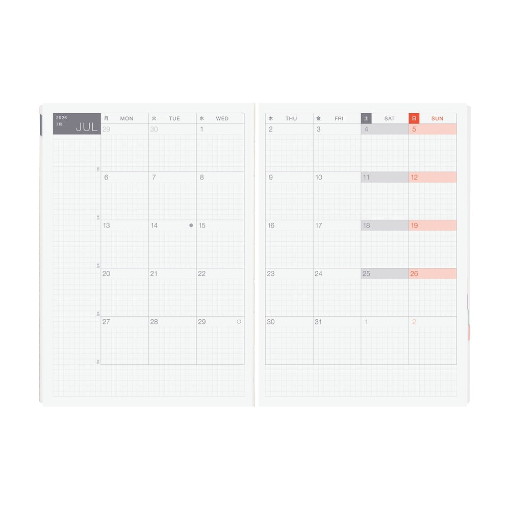 Hobonichi 2026 A5 Techo HON - Paper Series: Black Gingham