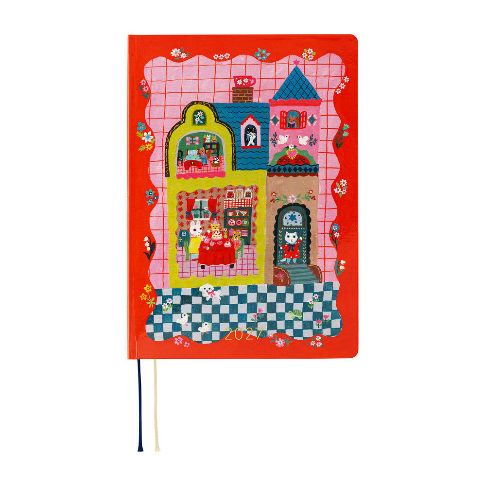 Hobonichi 2027 A5 Techo HON - Yumi Kitagishi: White Cat and Rabbit’s Tea Room