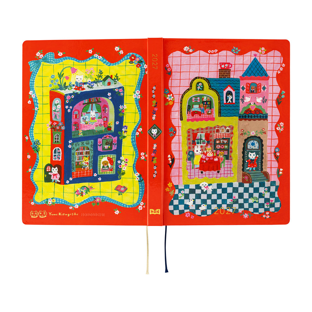 Hobonichi 2027 A5 Techo HON - Yumi Kitagishi: White Cat and Rabbit’s Tea Room