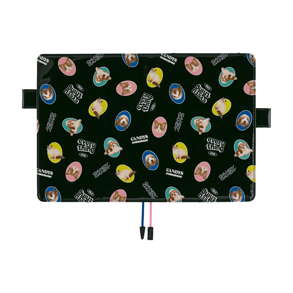 Hobonichi 2026 A5 Cousin Techo Book & Cover Set - Candy Stripper: Random Dog & Cat (Black) (English)