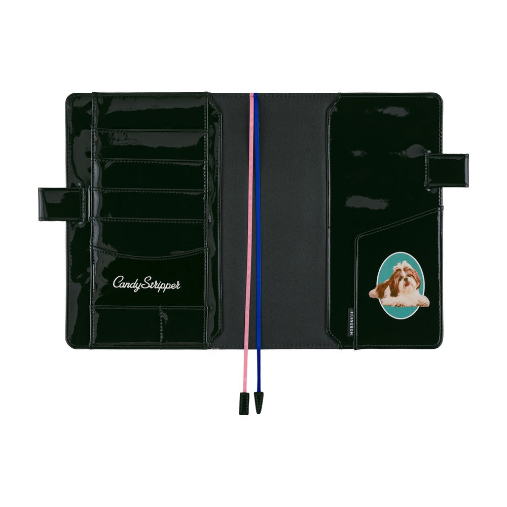 Hobonichi 2026 A5 Cousin Techo Book & Cover Set - Candy Stripper: Random Dog & Cat (Black) (English)