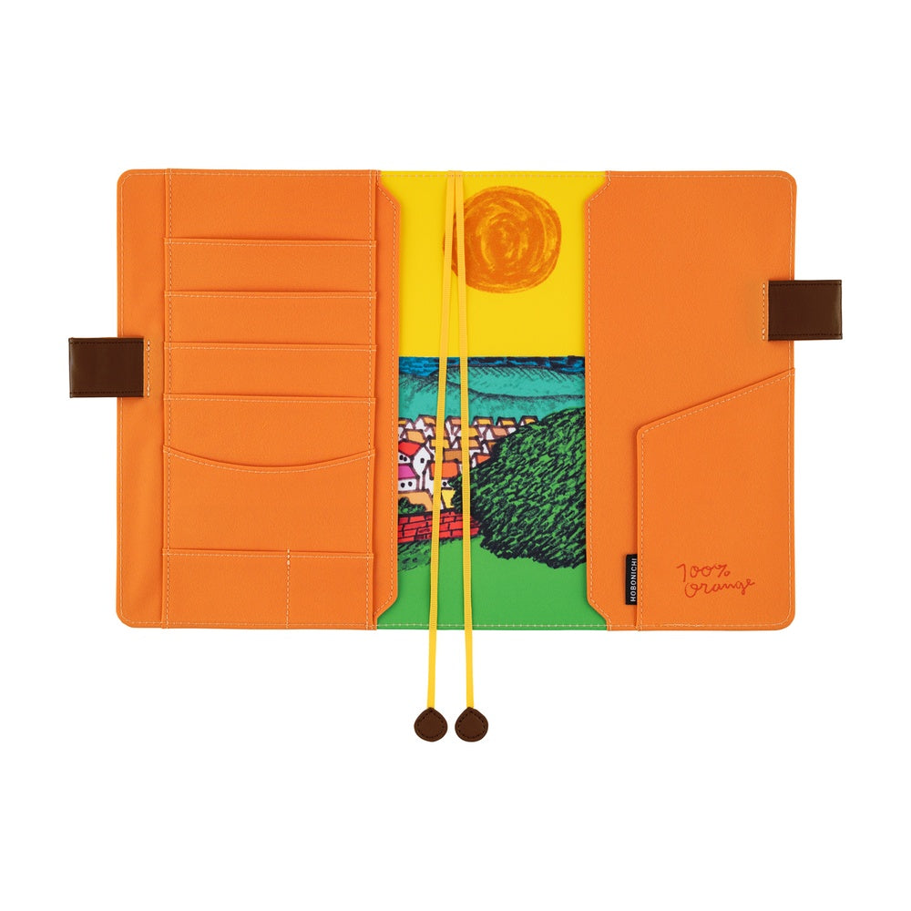 Hobonichi 2026 A5 Cousin Techo Book & Cover Set - 100%ORANGE: Where's the Squirrel Going (English)