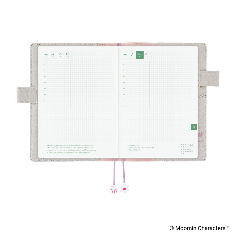Hobonichi A5 Cousin Cover Only - Moomin: My Yard (Pink Gray)