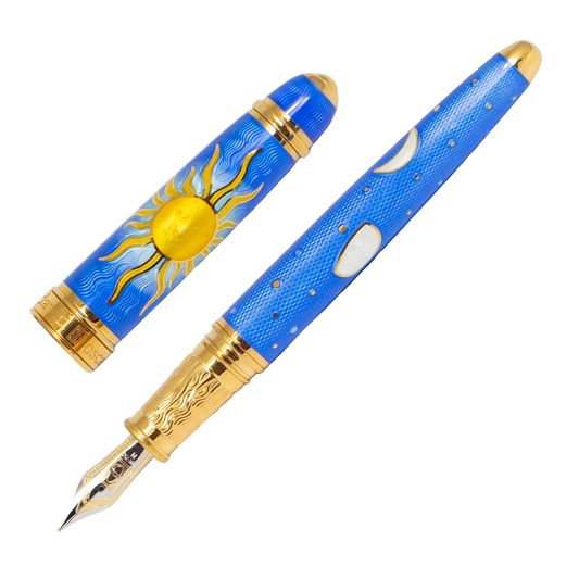 David Oscarson 1/8 Celestial Fountain Pen - Sky Blue with Gold Trim (Limited Edition)