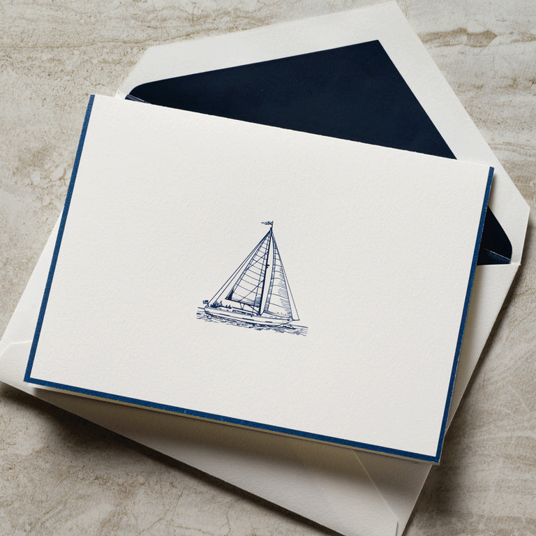 Crane Sailboat Note (10ea)