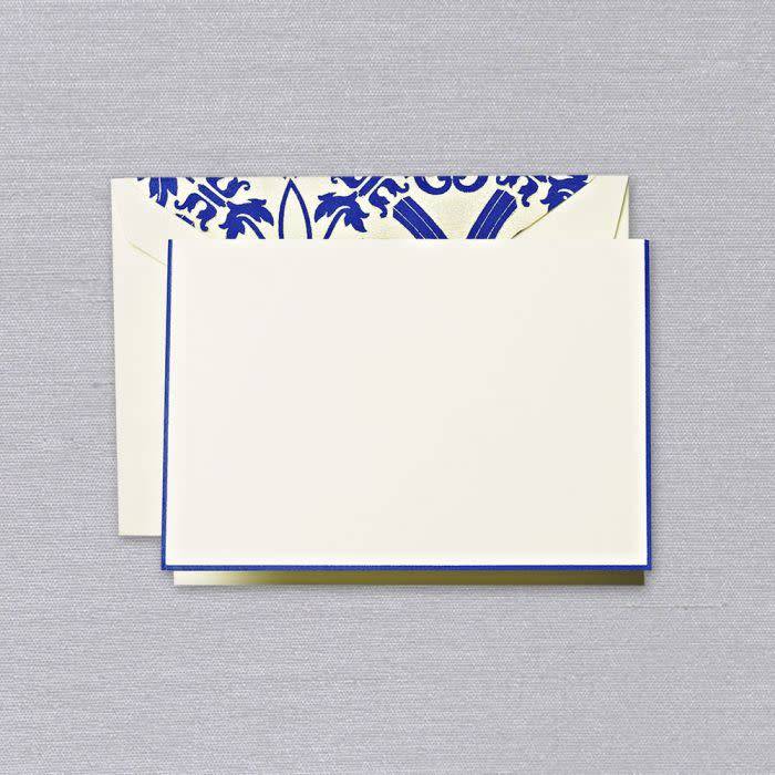 Crane Regent Blue Bordered Ecru Note (10 ea)