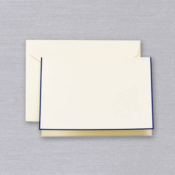 Crane Ecru Regent Blue Bordered Notes with Unlined Envelopes (10 ea)