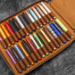 Galen Leather 60 Slot Collector Pen Case for Kaweco Pens - Crazy Horse Brown