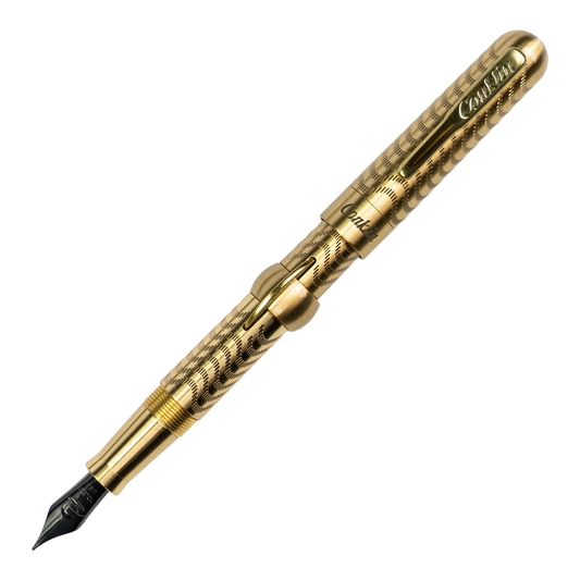 Conklin Mark Twain Crescent Fountain Pen - Brass Chased with Brass Trim (Limited Edition)