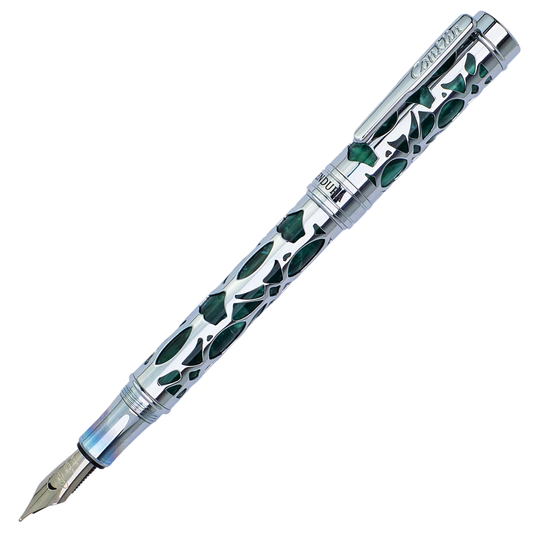 Conklin Endura Deco Crest Fountain Pen - Forest Green with Chrome Trim