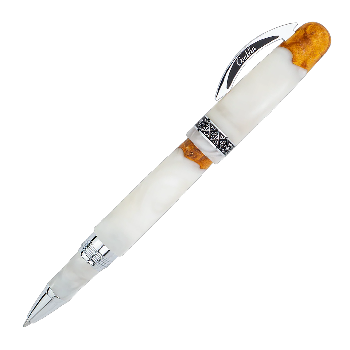 Conklin 1898 Spectra Fusion Rollerball - White with Chrome Trim (Limited Edition)