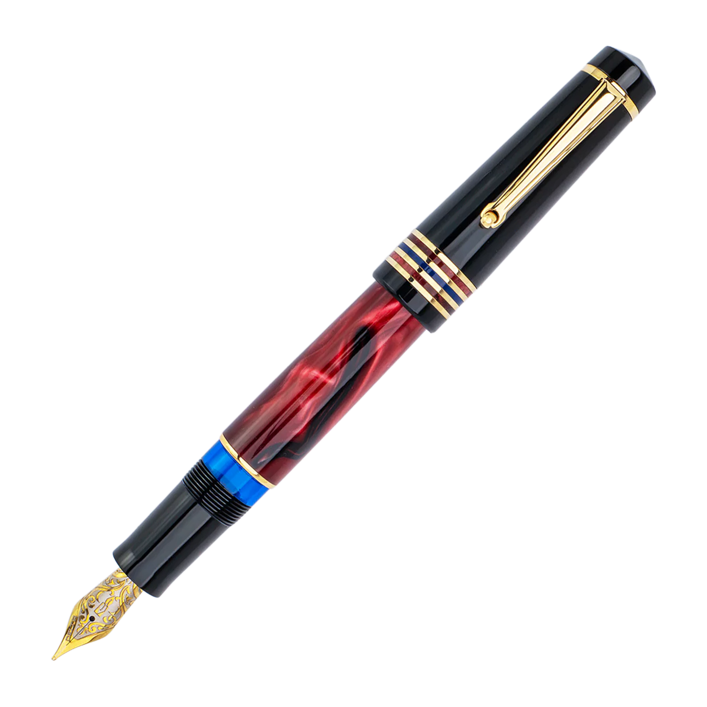Delta Four Rings Collection Fountain Pen - Crimson Night with Gold Trim