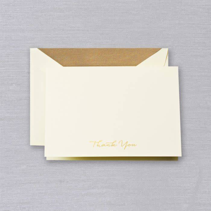Crane Gold Cursive Thank You Note (10 ea)