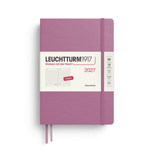 Leuchtturm1917 2027 A5 Medium Hardcover Dotted Daily Planner - Dusty Rose