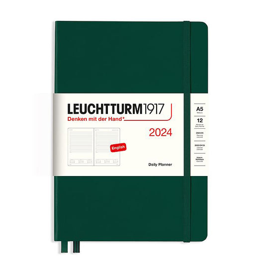 Leuchtturm1917 2024 A5 Medium Hardcover Daily Planner - Forest Green