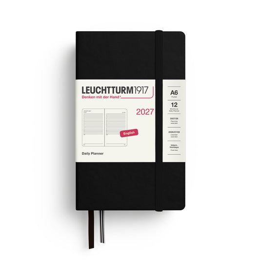 Leuchtturm1917 2027 A6 Pocket Hardcover Daily Planner - Black