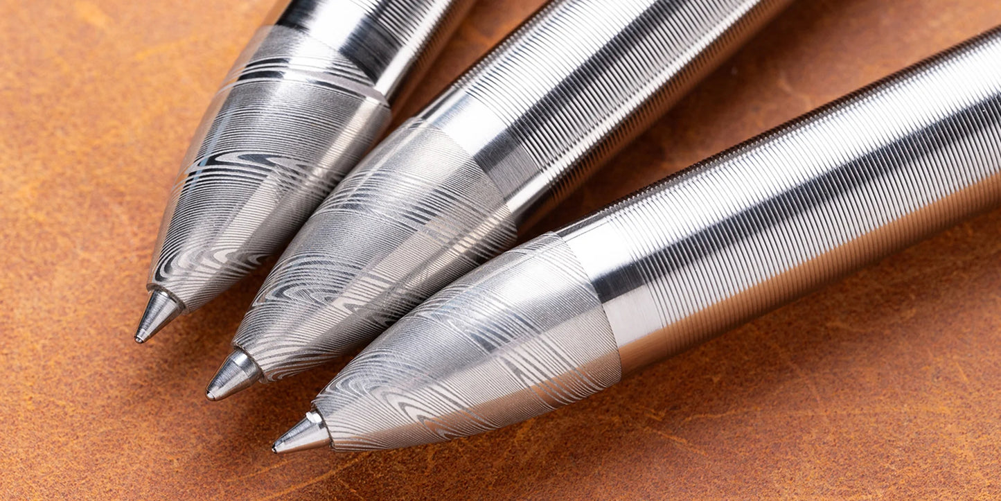 Tactile Turn Standard Bolt Action Pen - Titanium with Damasteel Tip + Top (Limited Edition)