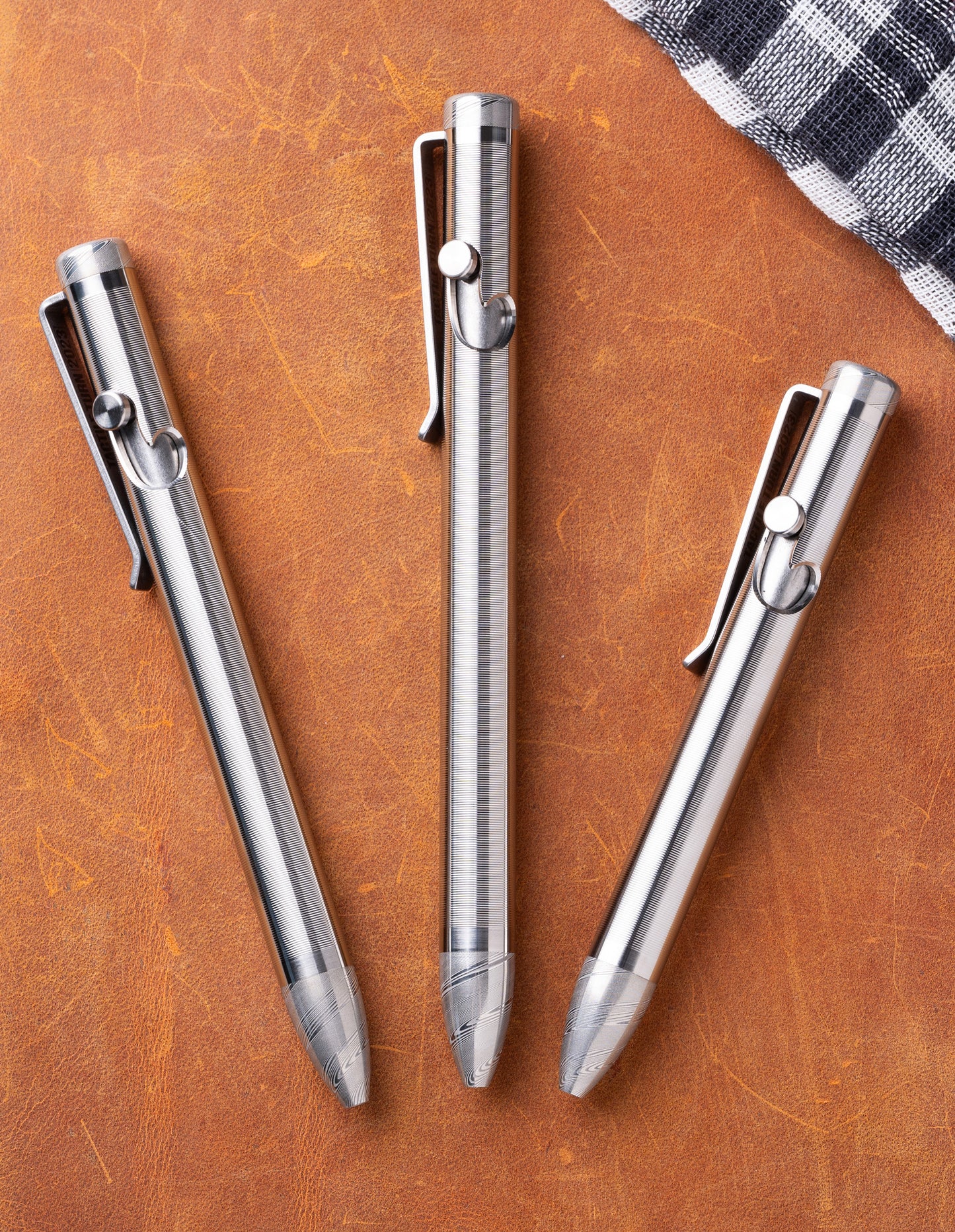 Tactile Turn Standard Bolt Action Pen - Titanium with Damasteel Tip + Top (Limited Edition)