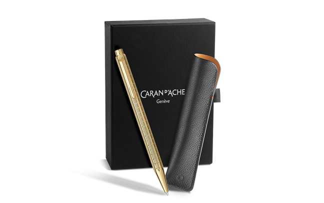 Caran d'Ache Ecridor Ballpoint - Lights Gilded (Includes Leather Pen Case)