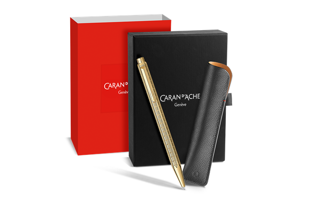 Caran d'Ache Ecridor Ballpoint - Lights Gilded (Includes Leather Pen Case)