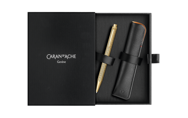 Caran d'Ache Ecridor Ballpoint - Lights Gilded (Includes Leather Pen Case)