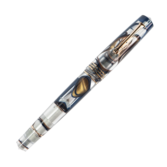 Leonardo Momento Zero Grande Fountain Pen - Eclipse Collection: Sun with Rose Gold Trim