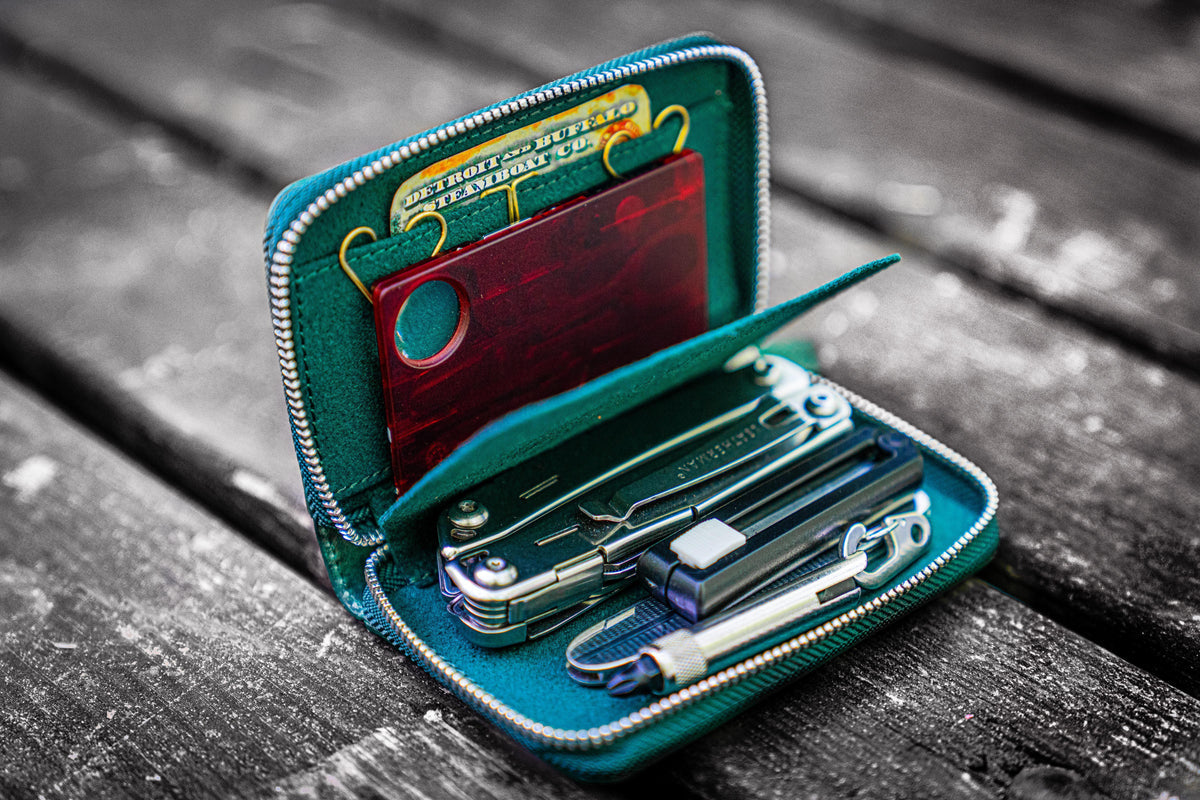 Galen Leather EDC Wallet - Crazy Horse Forest Green