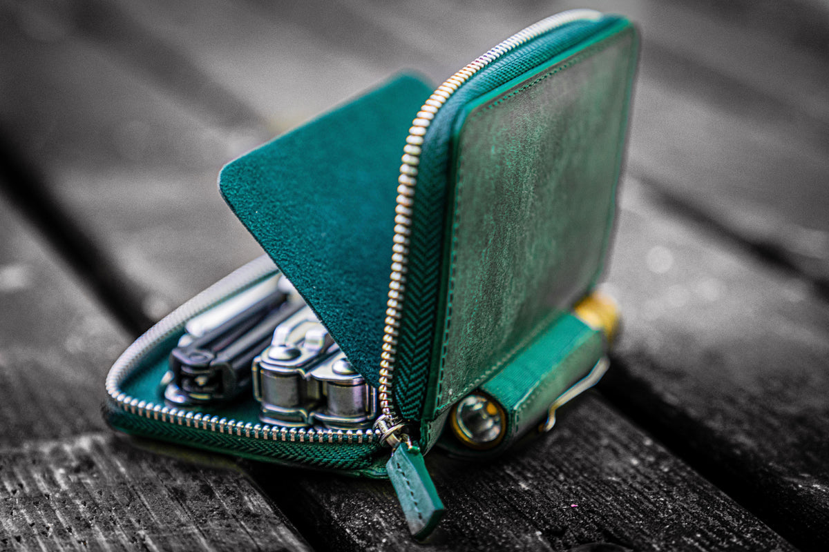 Galen Leather EDC Wallet - Crazy Horse Forest Green