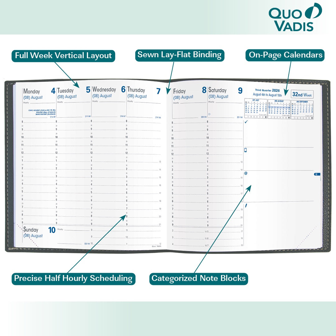 Quo Vadis 2026 Executive Weekly Planner - Texas Violet