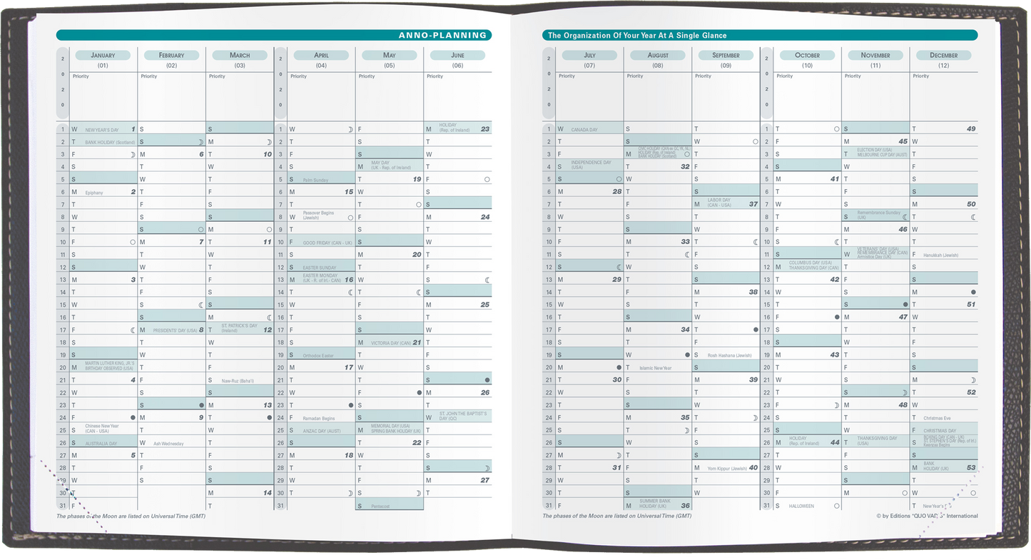 Quo Vadis 2025 Executive Vertical Weekly Planner - Refill Only