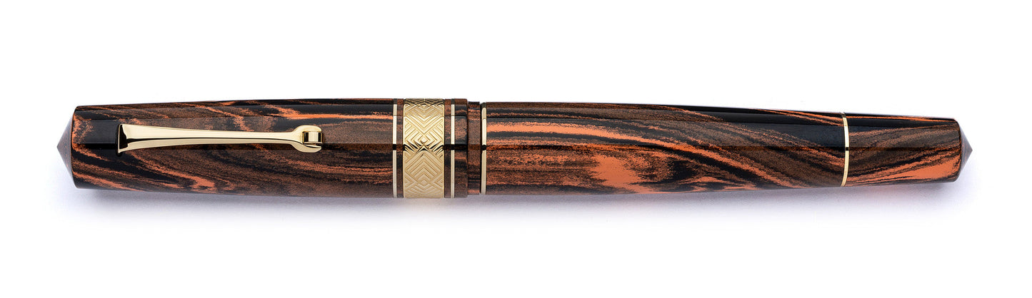 Leonardo Momento Zero Grande Masterpiece Ebonite Fountain Pen - Flame (14K Nib)