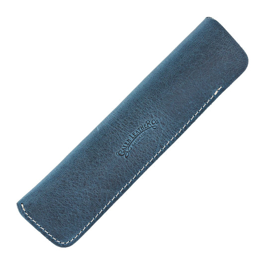 Galen Leather Single Fountain Pen Sleeve - Crazy Horse Ocean Blue