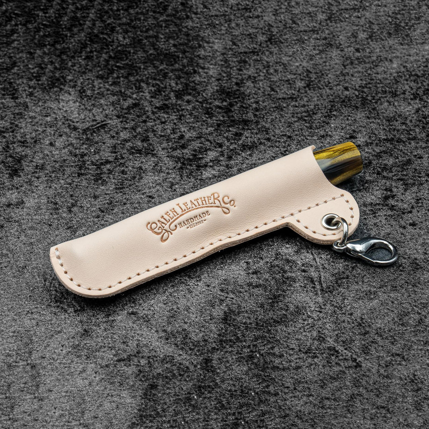 Galen Leather Lanyard EDC Pocket Pen Sleeve Keeper - Undyed Leather