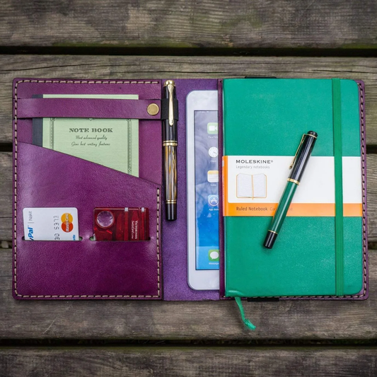 Galen Leather iPad Mini & Large Moleskin Leather Cover - Purple