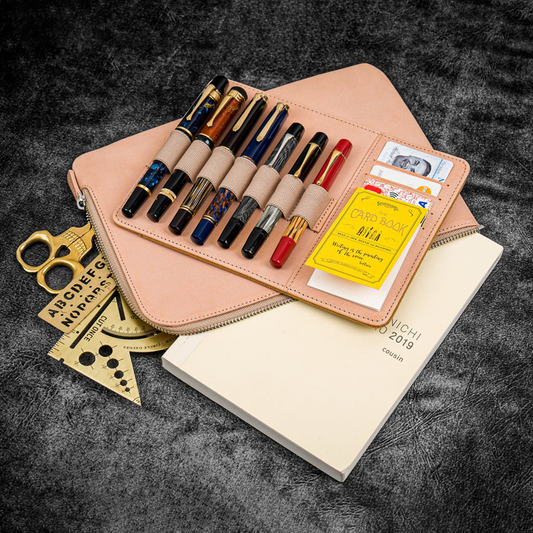 Galen Leather Writer's Bank Bag/Pen Pouch - Undyed Leather (Zippered)