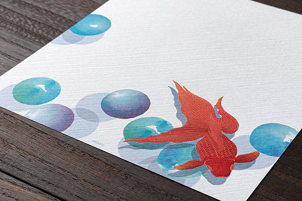 Midori Letterpad - Marble and Goldfish (Foil Stampling)
