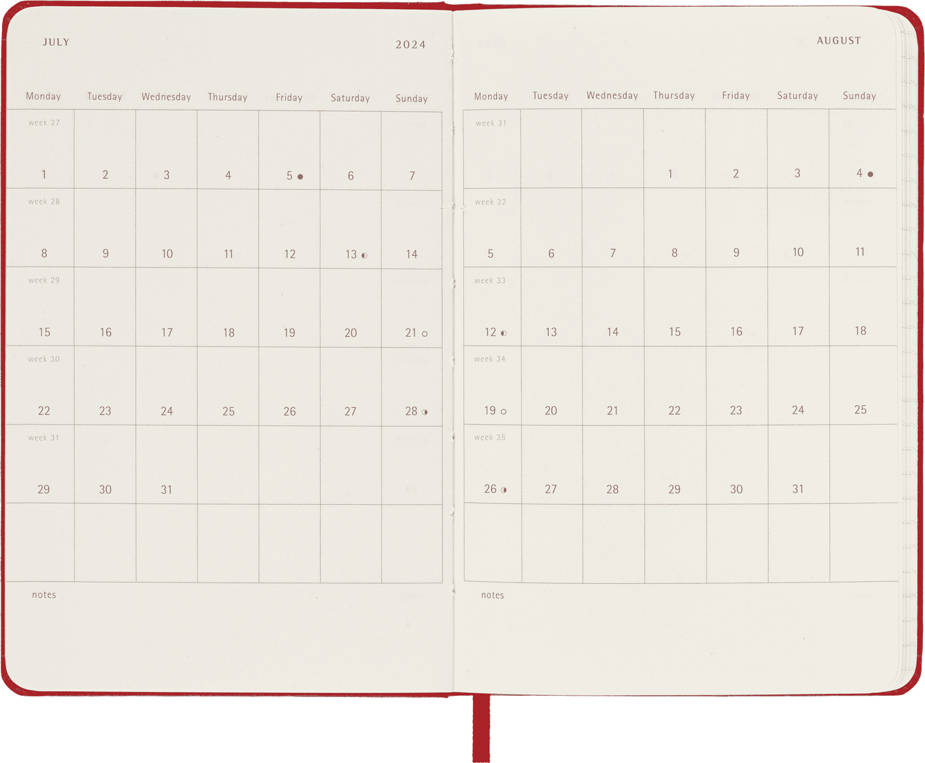 Moleskine 2024 Pocket Hardcover Classic Daily Planner - Scarlet Red