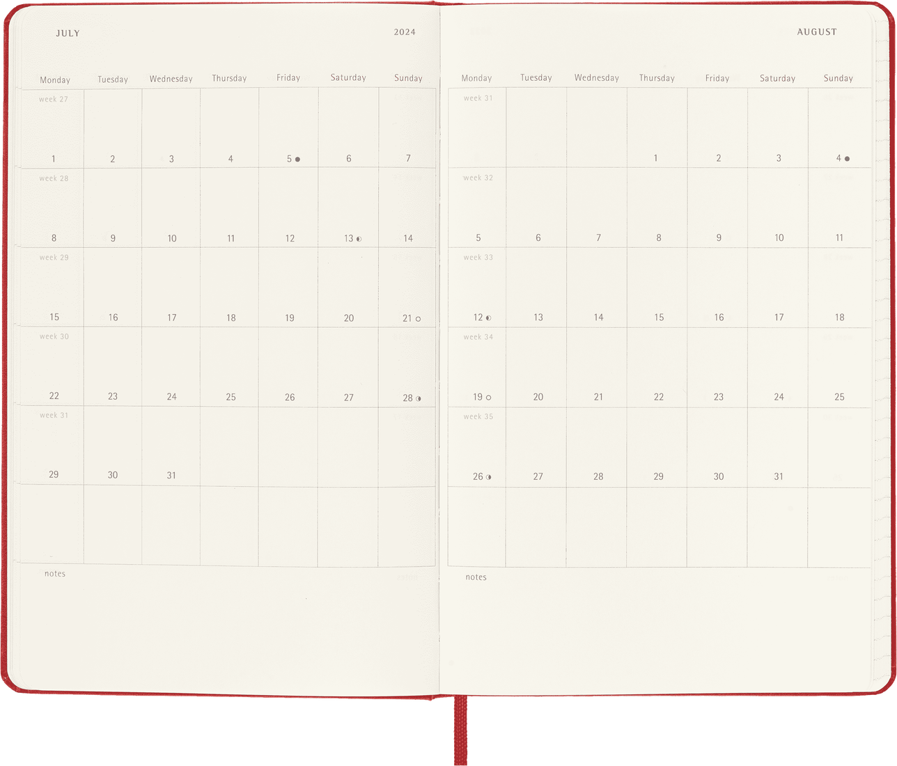 Moleskine 2024 Large Hardcover Classic Weekly Planner - Scarlet Red