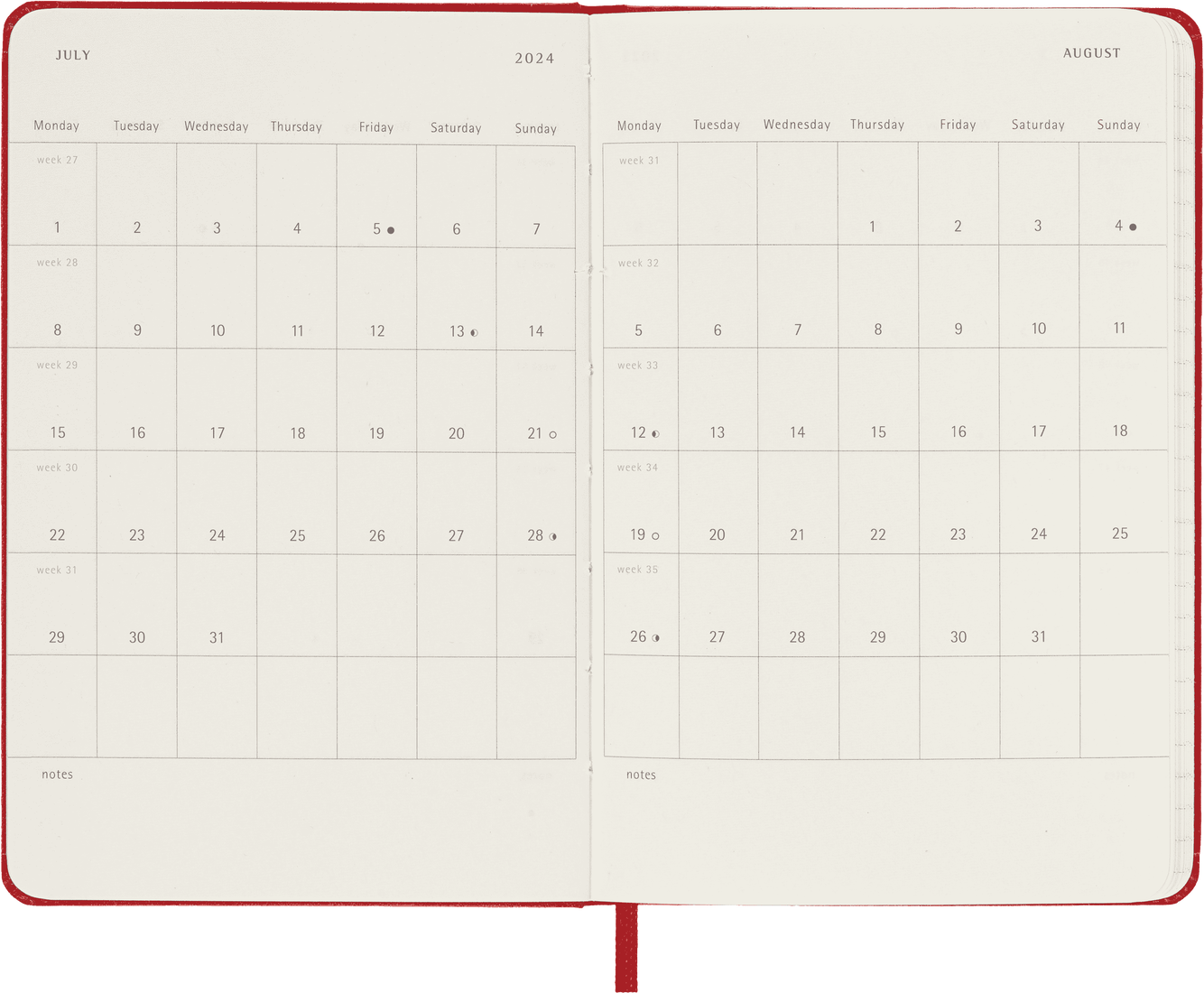 Moleskine 2024 Pocket Hardcover Classic Weekly Planner - Scarlet Red
