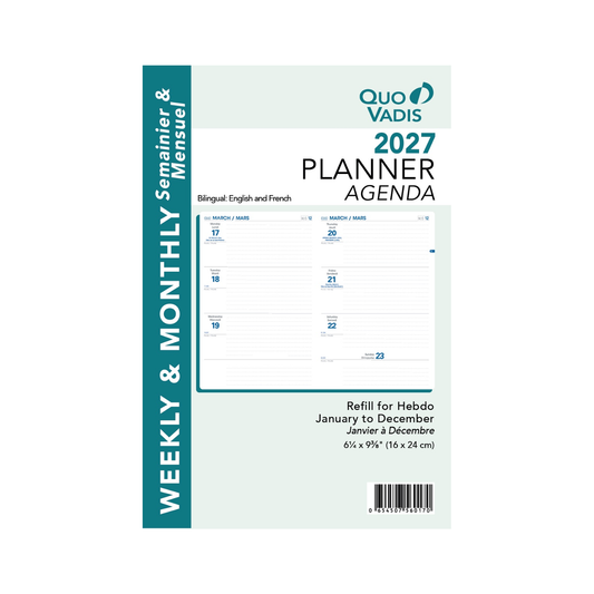 Quo Vadis 2027 Hebdo Planner Refill