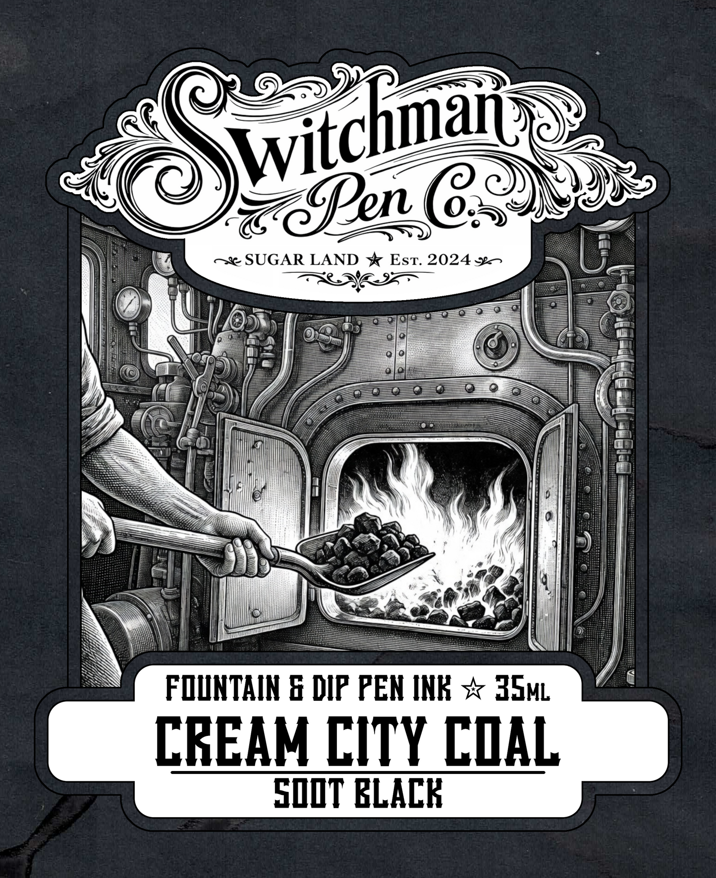 Switchman Pen Company Bottled Ink (35ml) - Cream City Coal: Soot Black