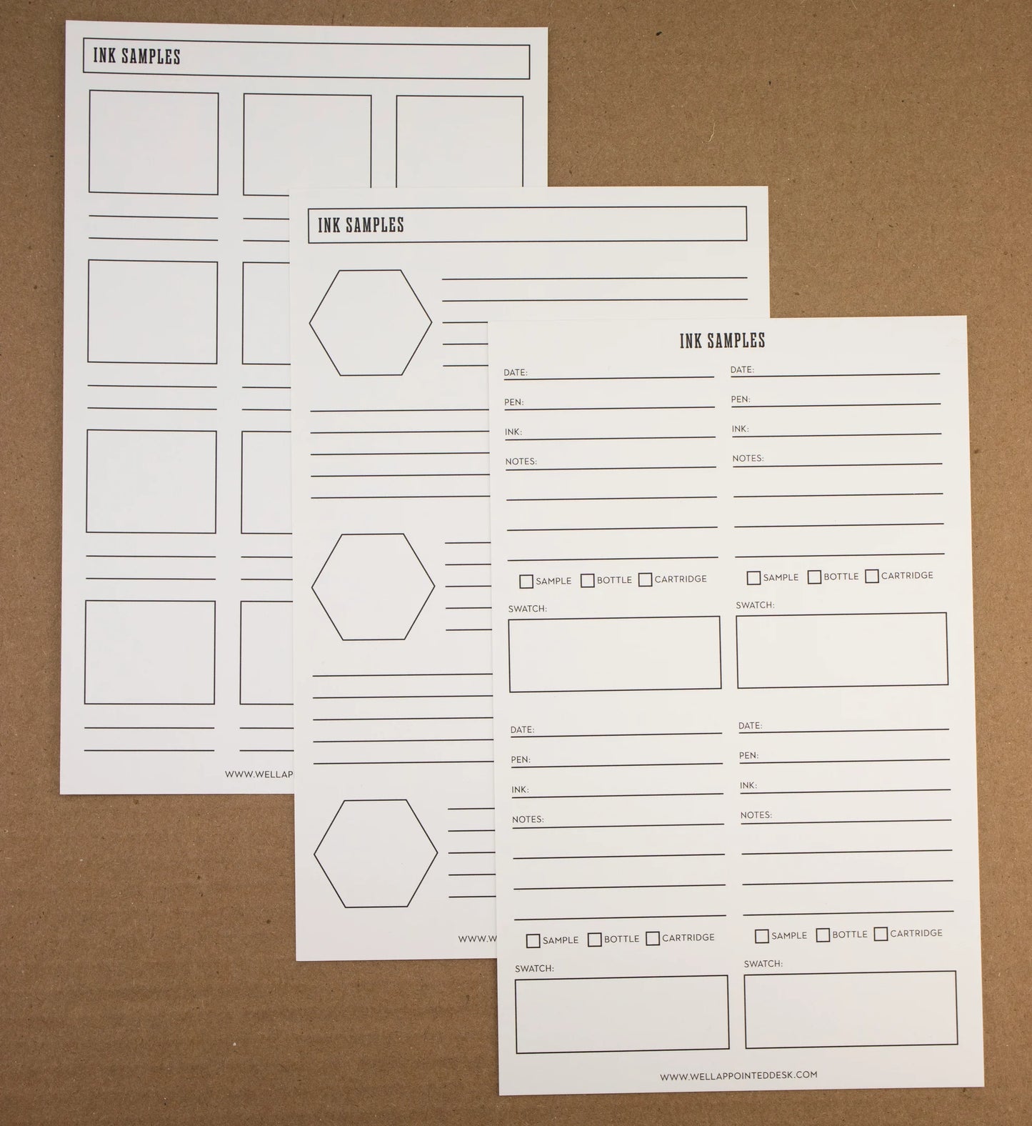 Well Appointed Desk Ink Swatch Guide Sheet Kit (6 Designs, 3 Sheets)