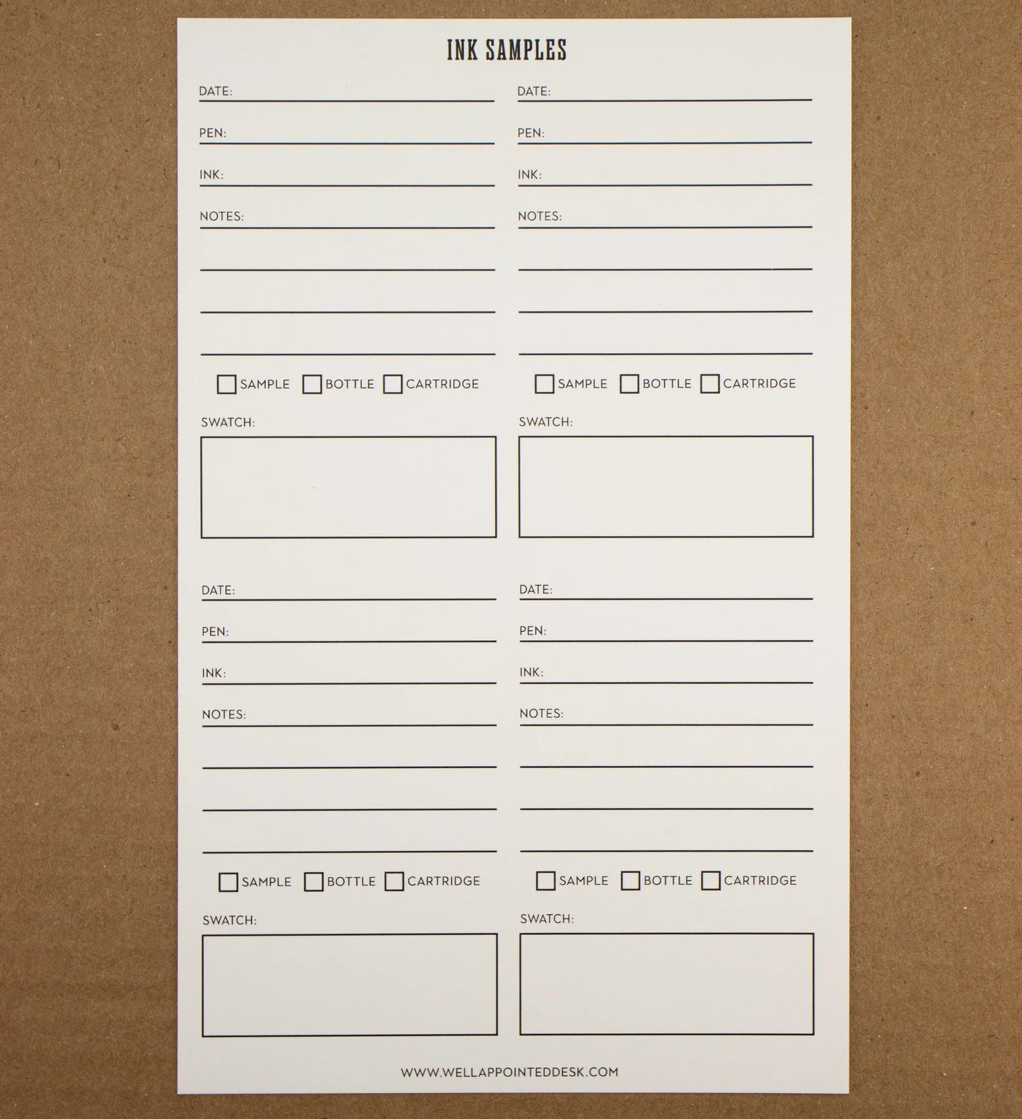 Well Appointed Desk Ink Swatch Guide Sheet Kit (6 Designs, 3 Sheets)